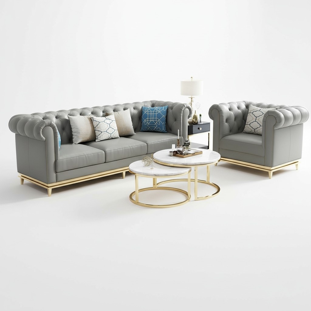 Precious Steel Couch Upholstery Leather Sofa 311 Seater Couches Set Italian