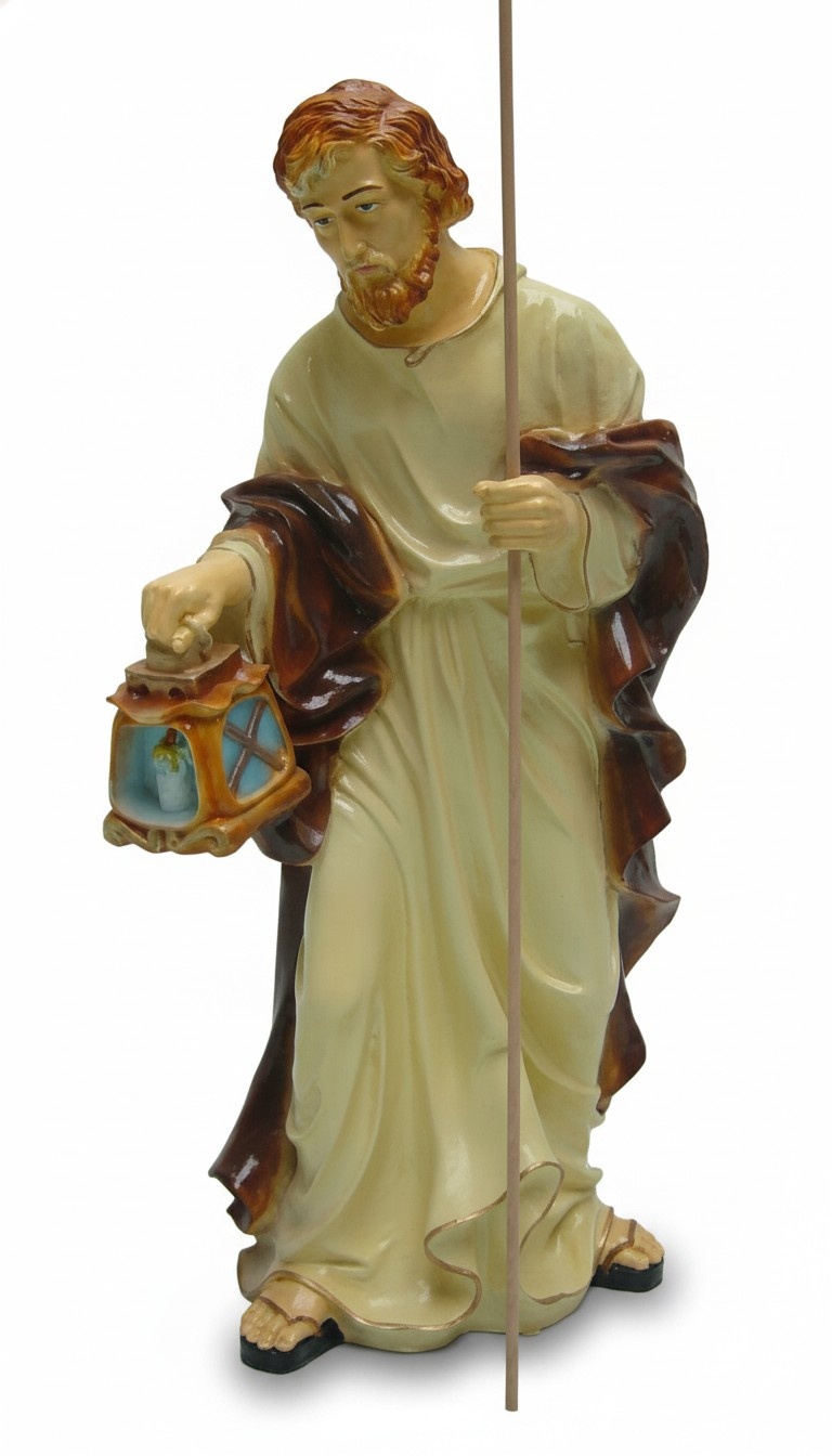 Decorarive sculpture designed as holy shepherd with a lamp 87cm