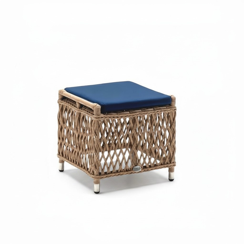 Blue Square Stool High-Quality Seat Pouf Terrace Designer Furniture
