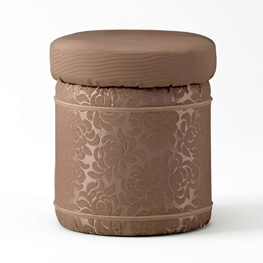 Stool upholstered stool foot shelf furniture living bench seat textile brown design