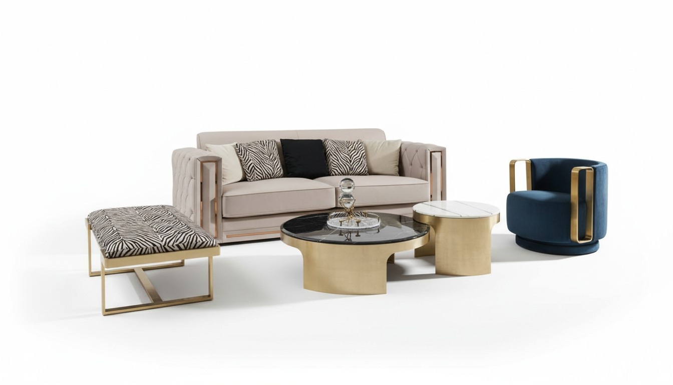 Stool Zebra Living Room Stainless Steel New Modern Design Furniture Luxury Textile Fabric New