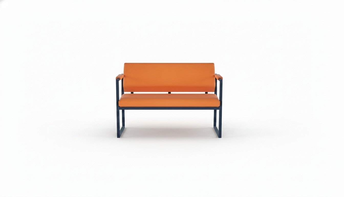 Office 2-seater designer waiting room bench elegant indoor leather benches