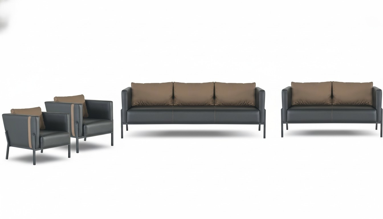 Home office designer seating luxury 3-seater 2x armchairs loveseat