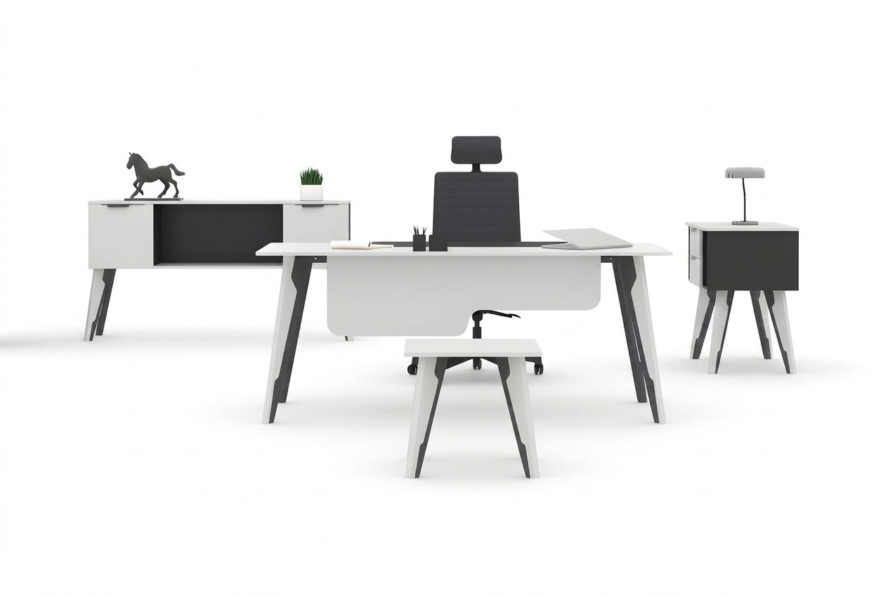 Home office desk office cabinet dresser coffee table white-black
