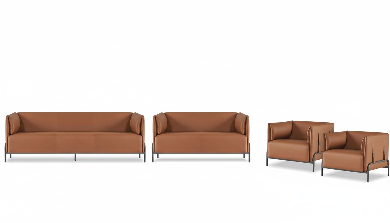 Office room set 4-piece 3-seater 2-seater with 2x armchairs Modern design style