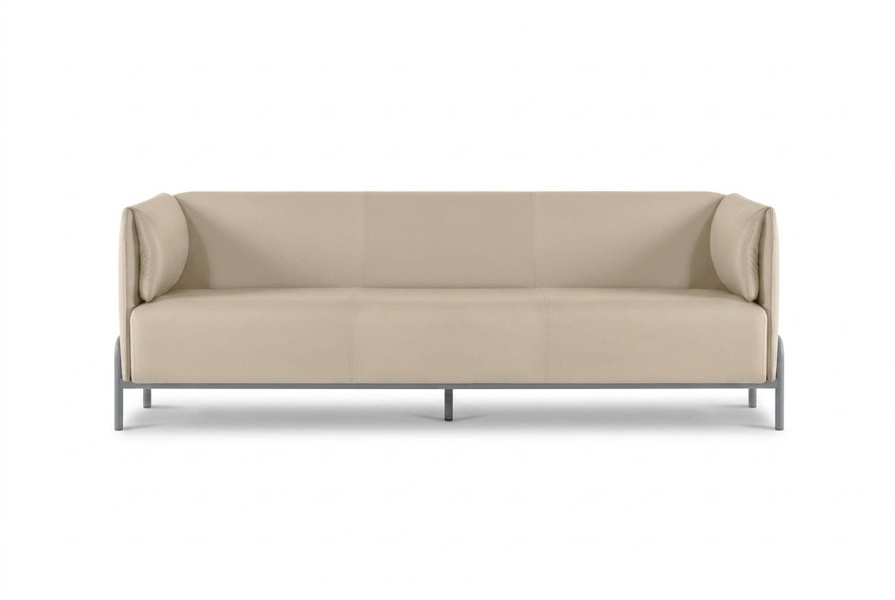 Home office set 3-seater sofa beige modern design living room cushions