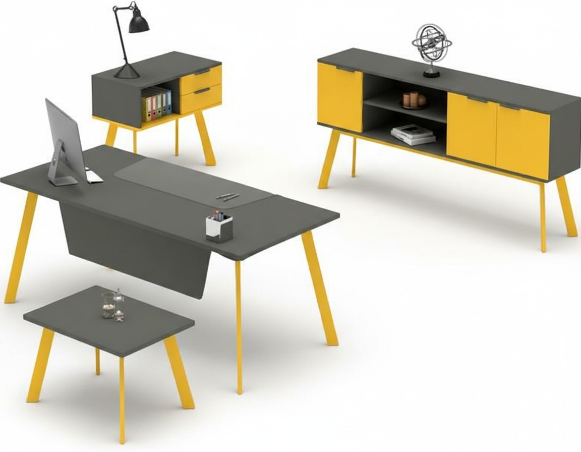 Home office set, table, sideboard, coffee table, dresser, office furniture complete.