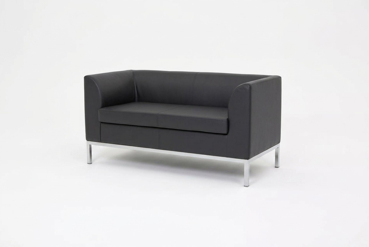 Study Two Seater Black Textile Couch Office Furniture Sofa