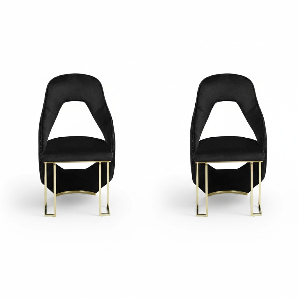Stylish 2x Chairs Dining Chair Black Kitchen Chair Armchair Luxury Novelty