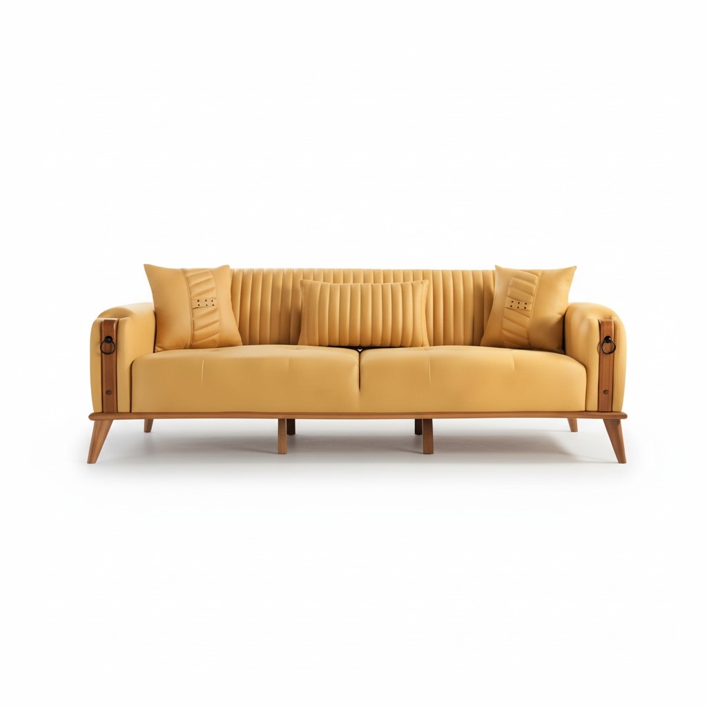 Stylish 3-seater sofa exclusive couch yellow luxury furniture sofas living room