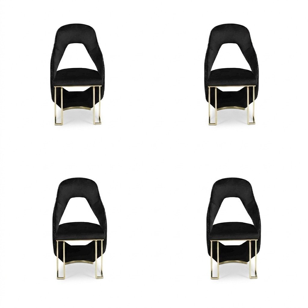 Stylish 4x Chairs Dining Chair Black Kitchen Chair Armchair Luxury Novelty