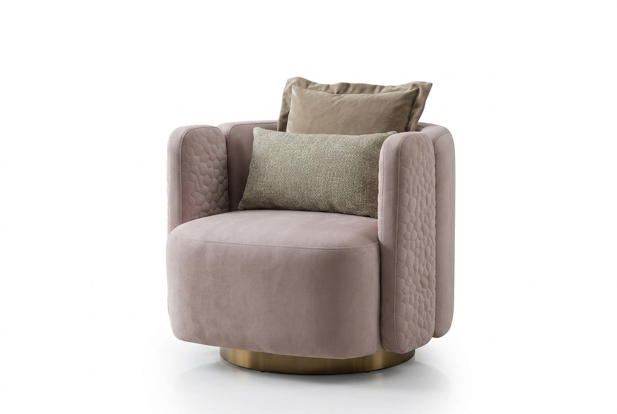 Stylish armchair living room pink modern wood couch lounge club furniture