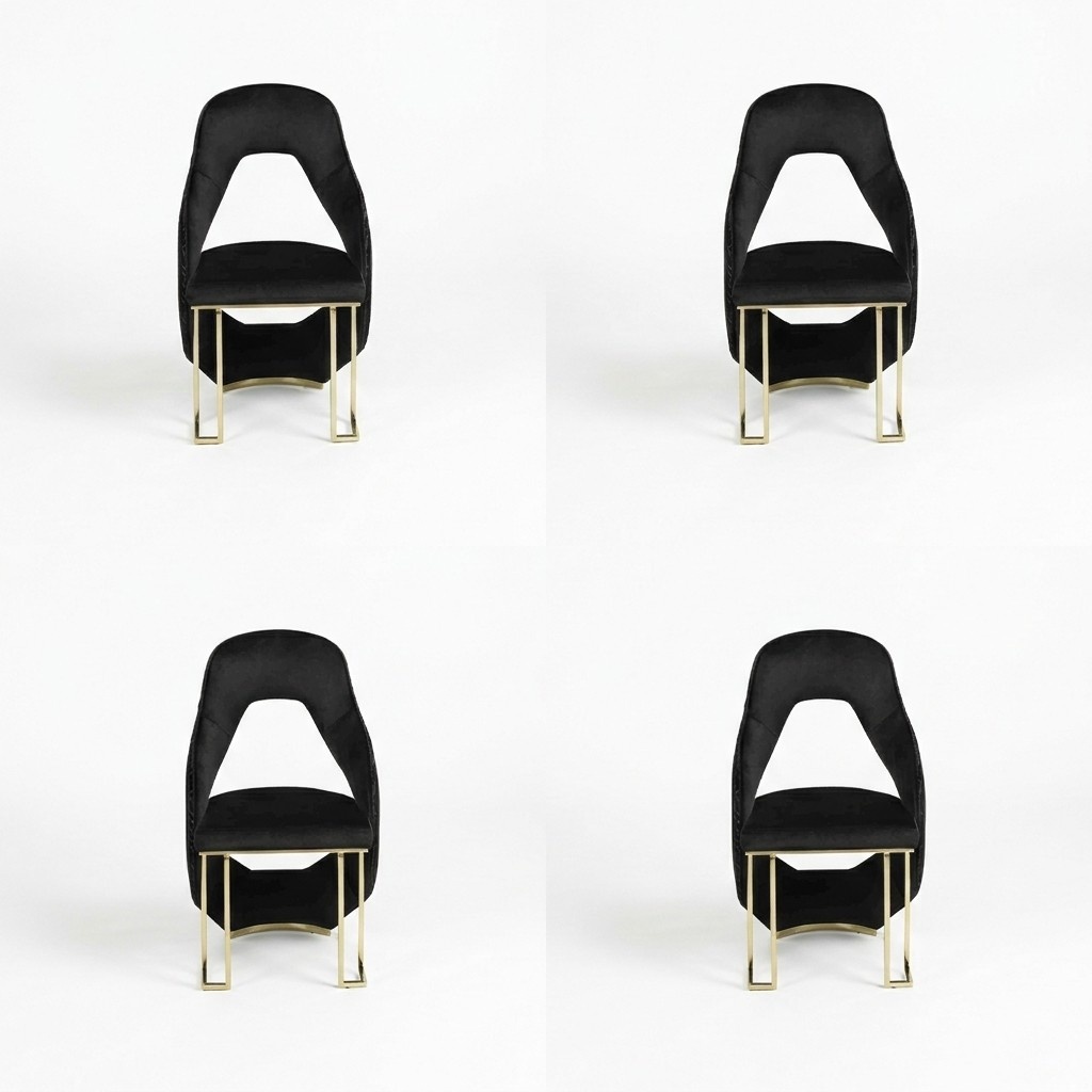 Stylish black 6x chairs dining chair kitchen chair luxury novelty chair