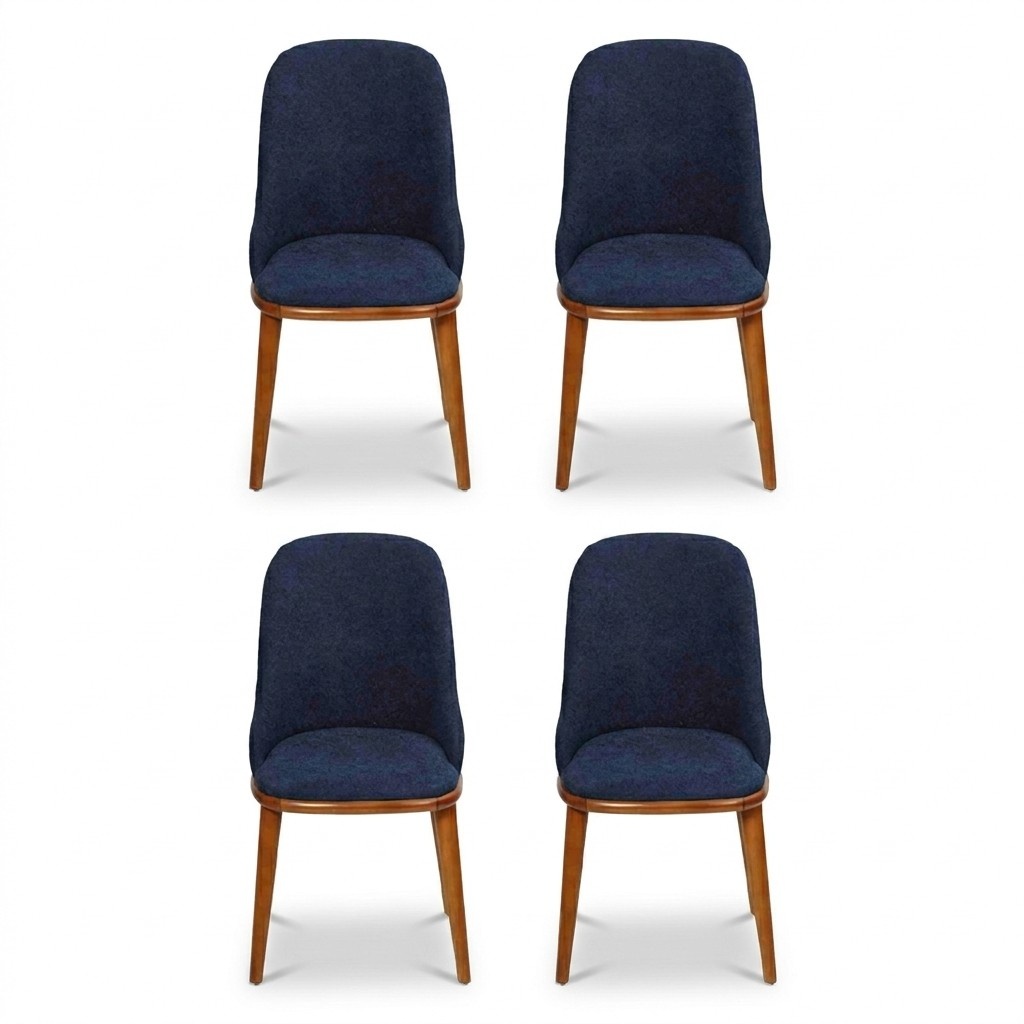 Stylish blue dining chairs Designer wooden frame Modern kitchen chair