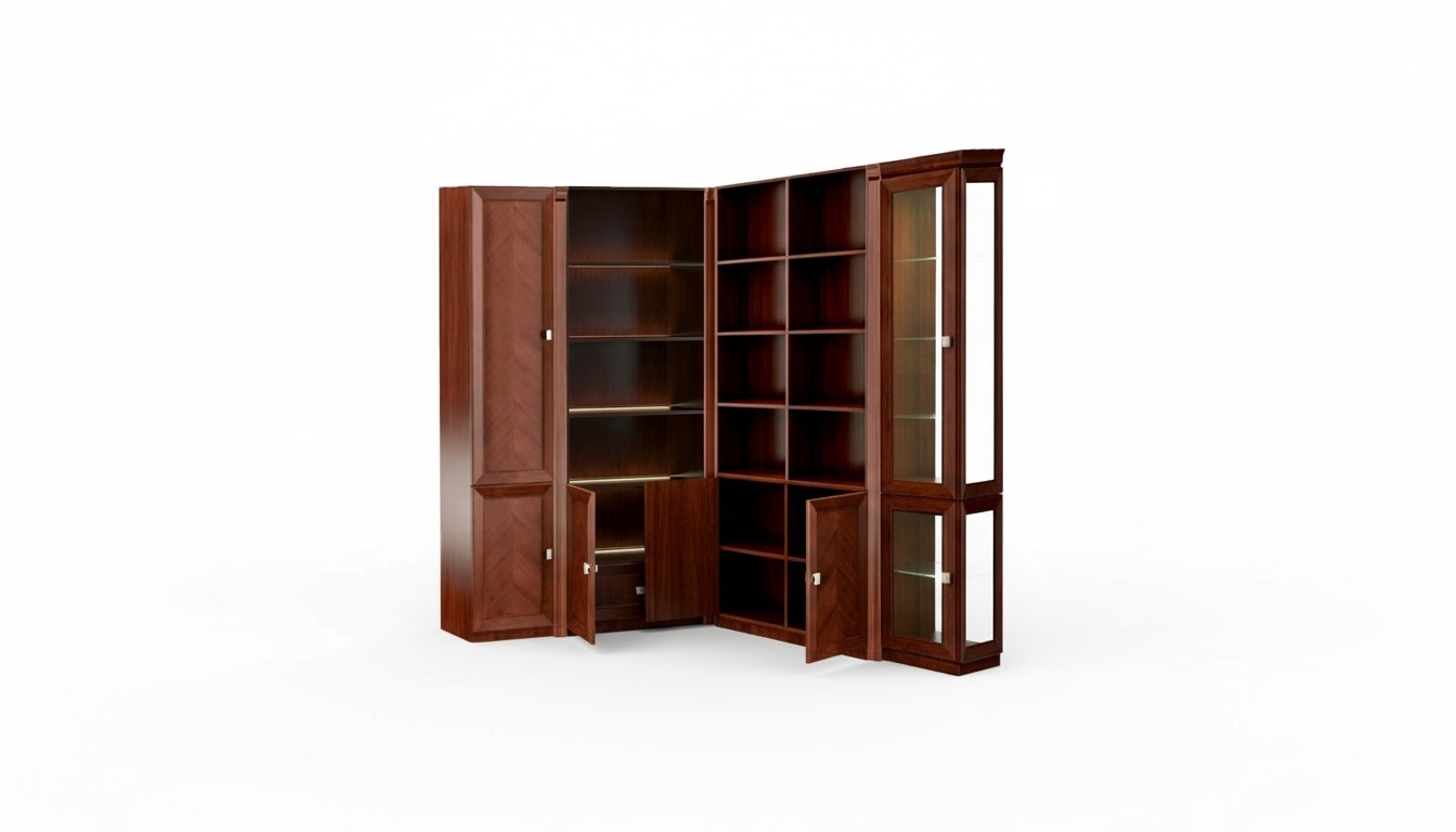 Stylish brown corner cabinets living room wooden furniture classic office furniture