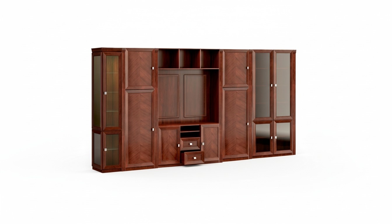 Stylish brown office cabinet showcase dresser solid wood luxury
