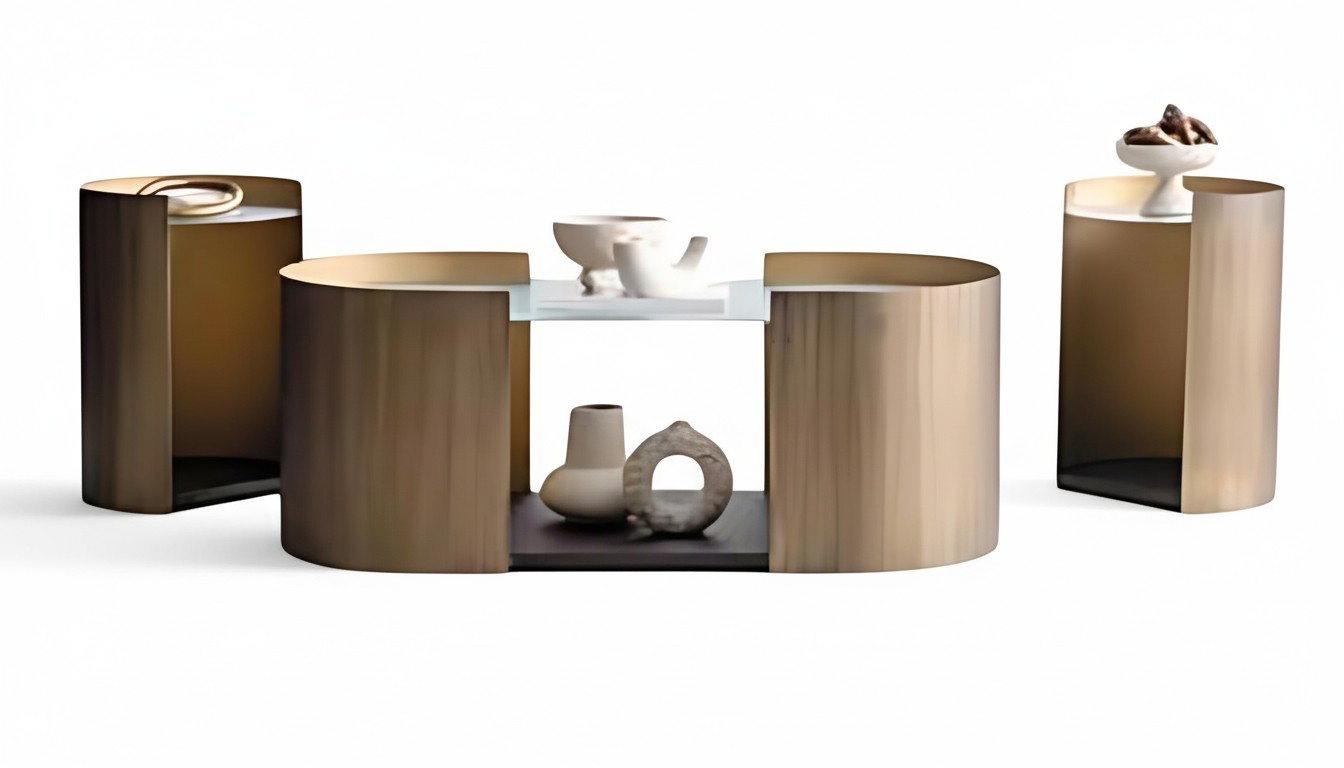 Stylish coffee table and two functional side tables in a set.