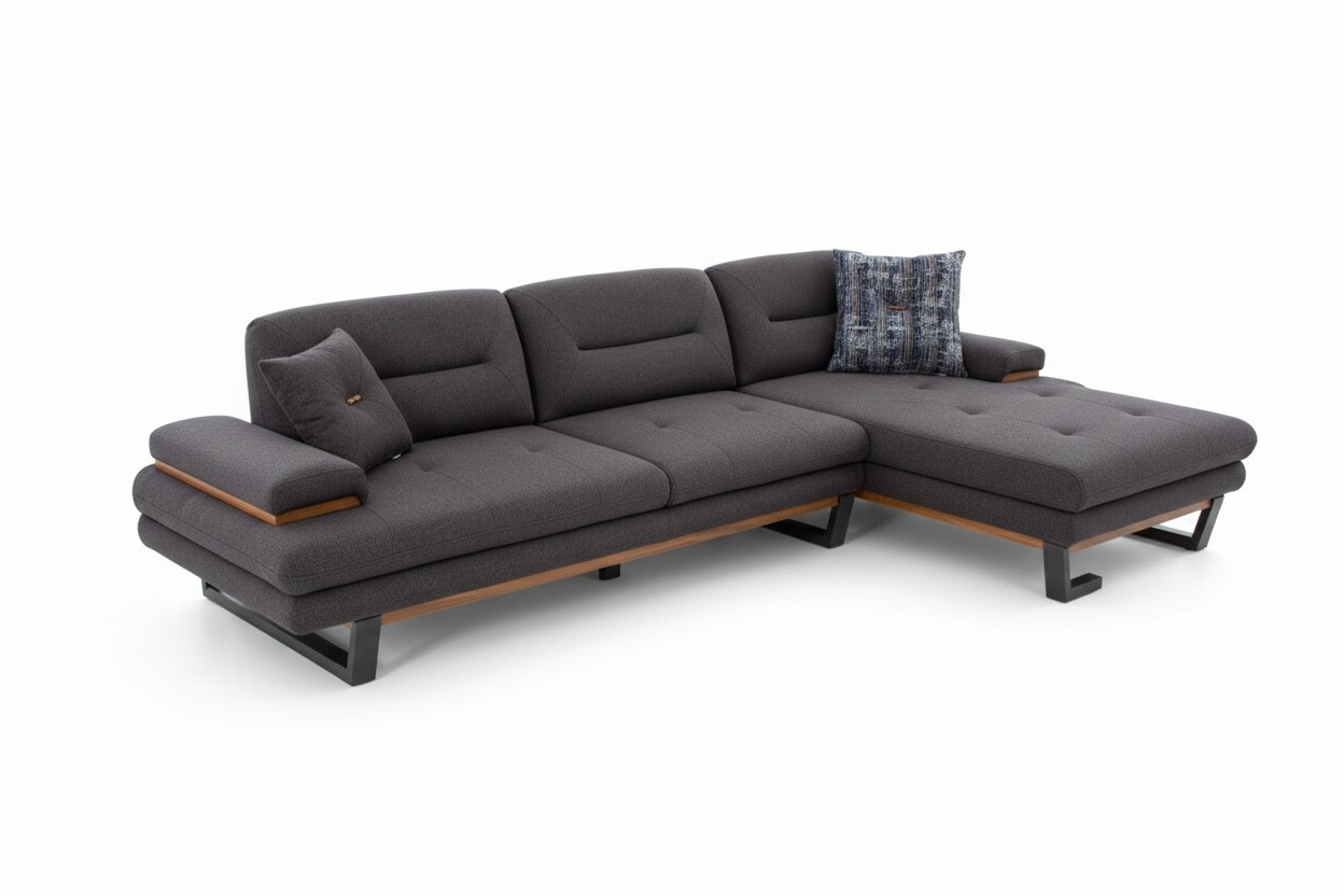 Style corner sofa L-shape gray luxury in living room designer corner set couches