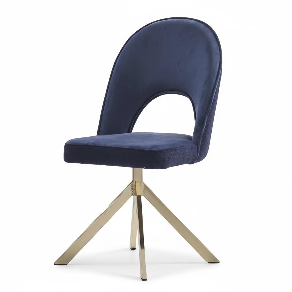 Stylish dining chair set, blue seats, soft, comfortable, stable, 6 pieces.