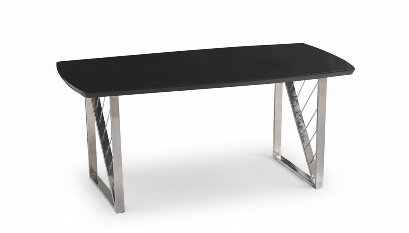 Stylish dining table black gray extendable rectangular wooden tabletop
