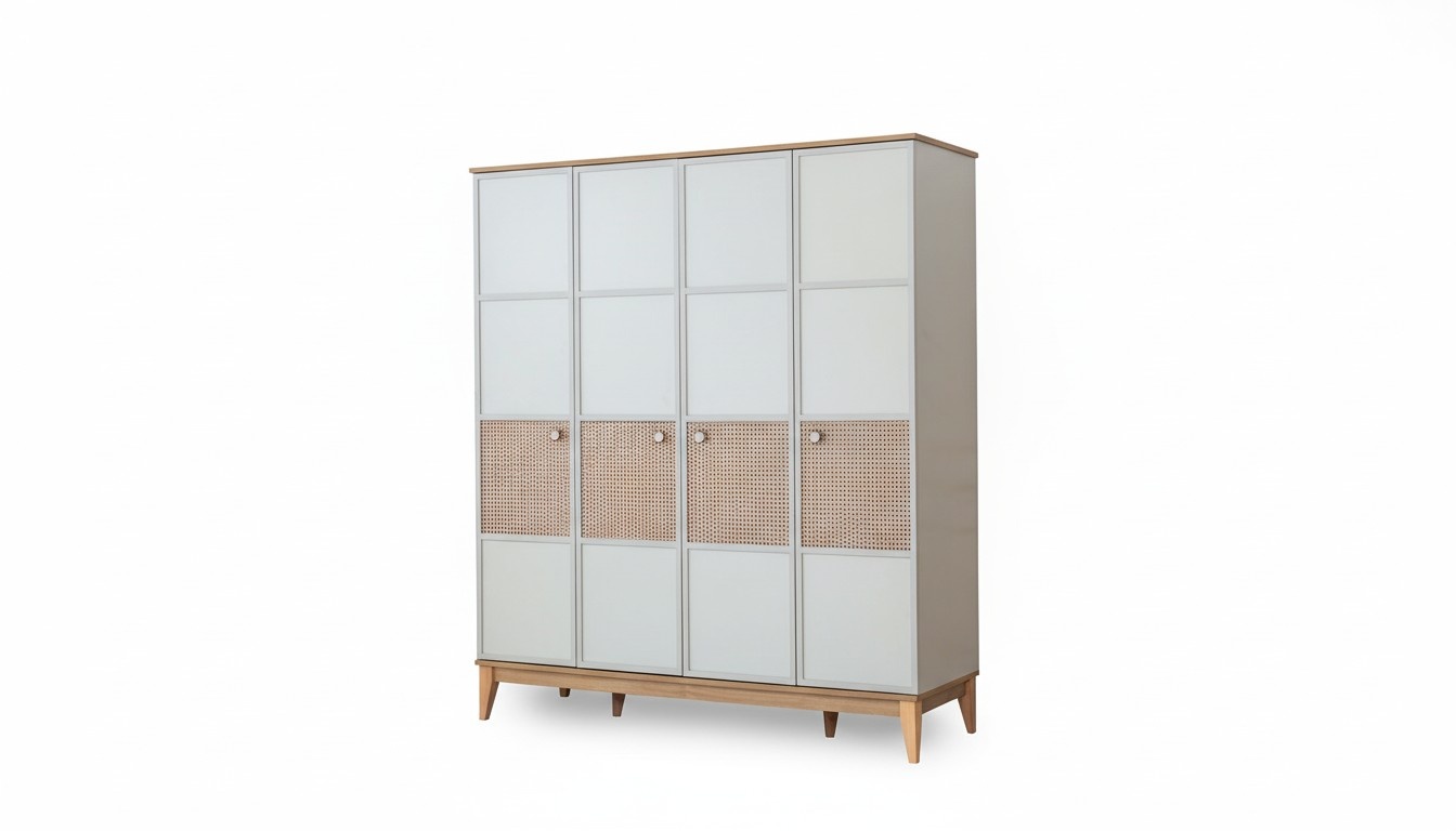 Stylish four-door wardrobe Modern wooden children\'s room wardrobes