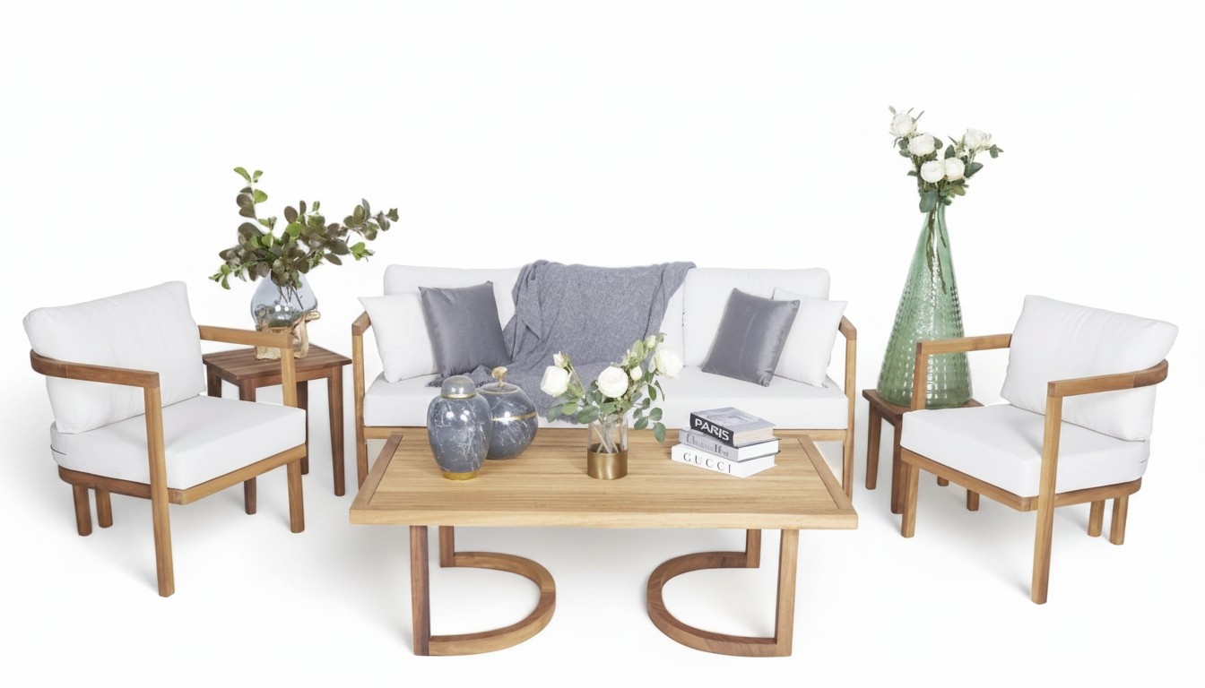 Stylish garden seating furniture sofa 3 seater 2x armchairs coffee table 4-piece garden furniture