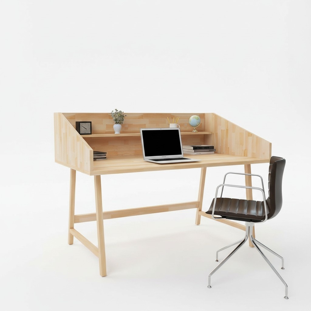 Stylish light brown desk designer office tables luxury wood furniture