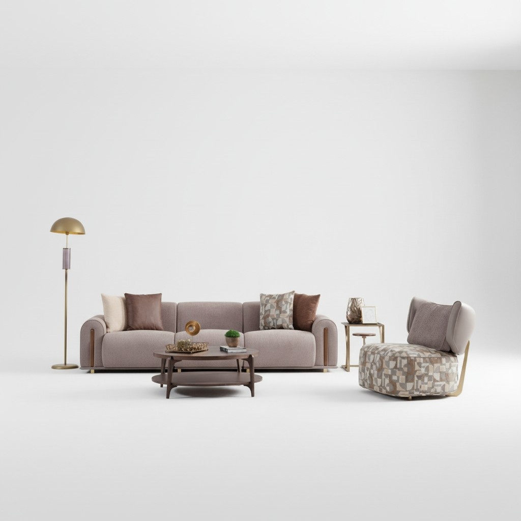 Stylish living room seating group exclusive four-seater upholstered armchair