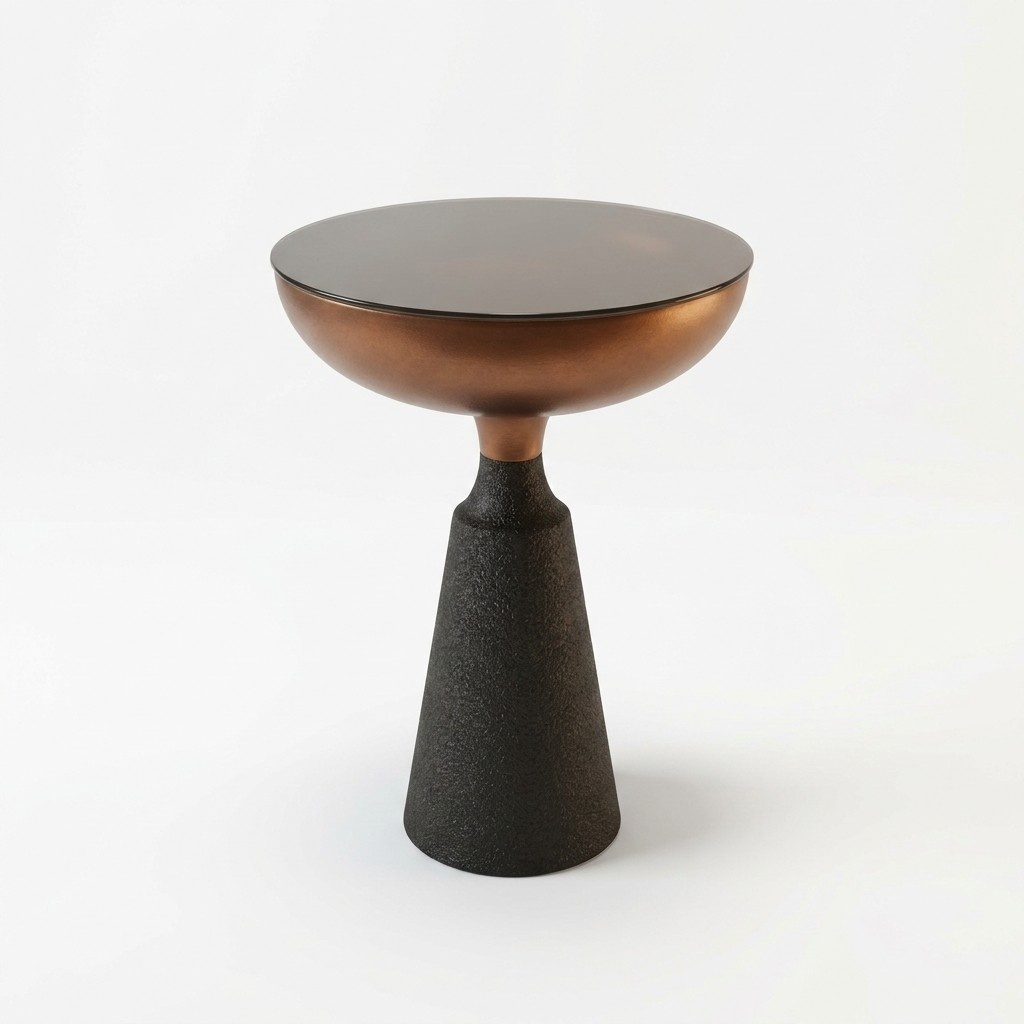 Stylish round side table Designer living room furniture with glass top