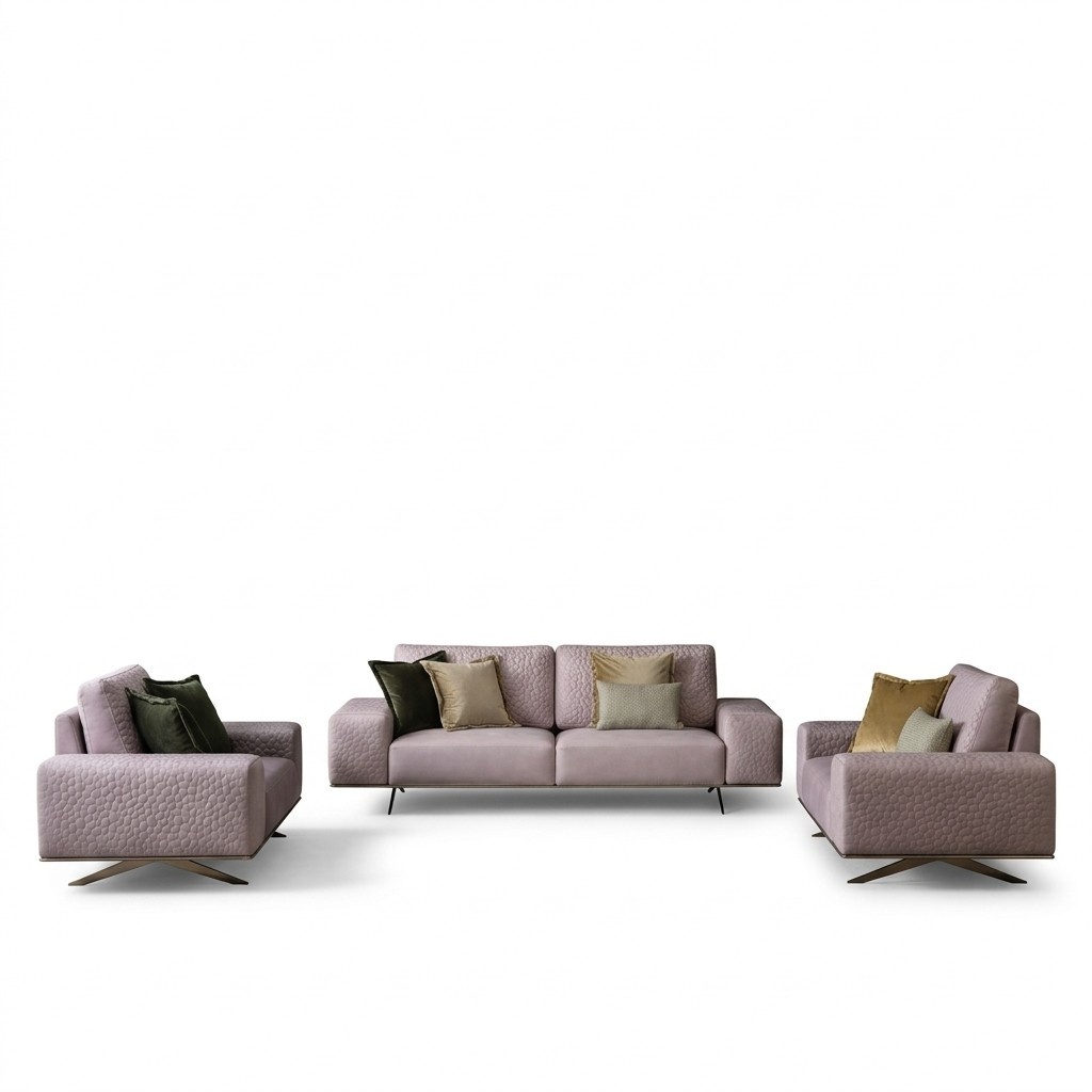 Stylish 3-Seater Sofa Pink Modern Design Living Room Sofas Couches