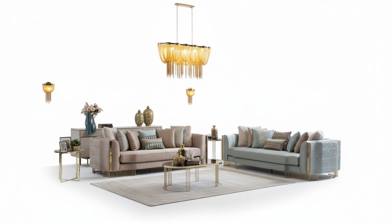 Stylish sofa set 2x sofas classic design furniture with armrests 4+3