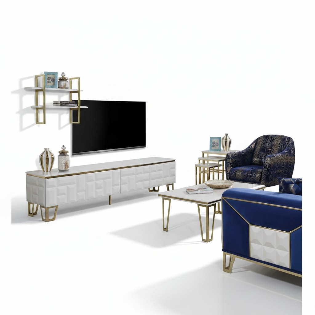 Stylish living room wall unit designer stainless steel shelf modern TV cabinet