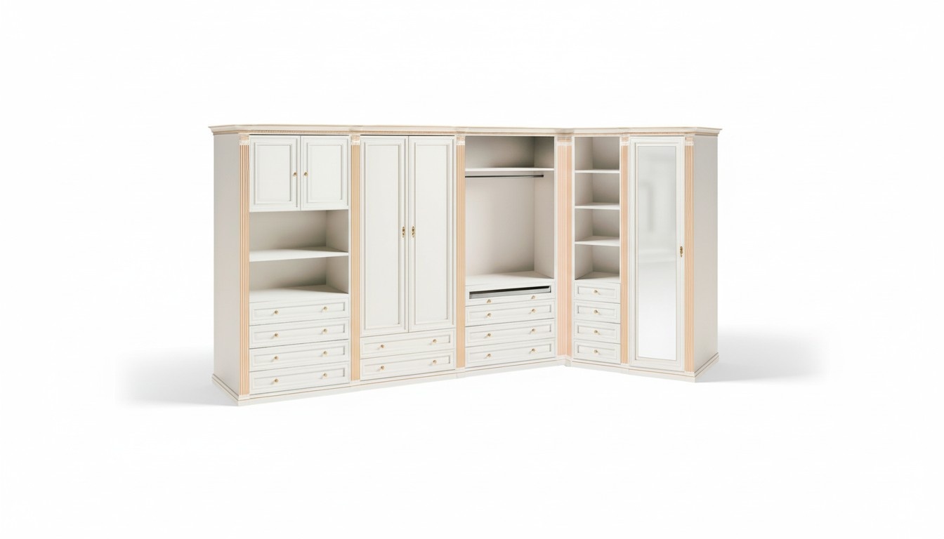 Stylish White Corner Cabinet Solid Wood Furniture Bedroom Cabinets