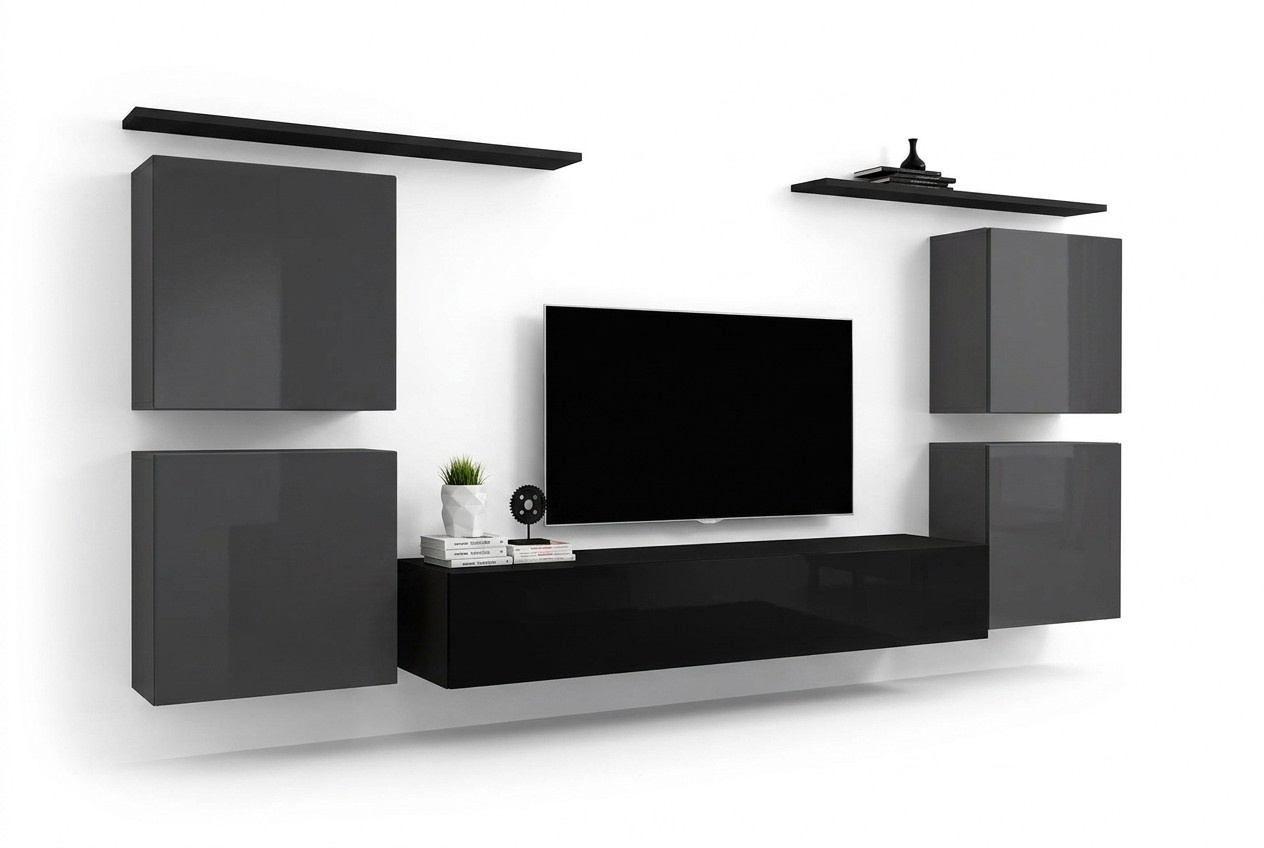 7-piece Living Wall Set Luxury Living Room Set Wood Wall Shelf Furniture Furnishing New