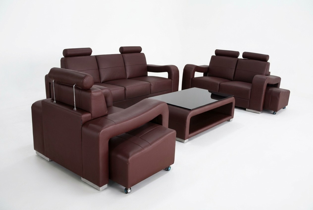 Leather sofa set with USB upholstered couches luxury new living landscape 3+2+1
