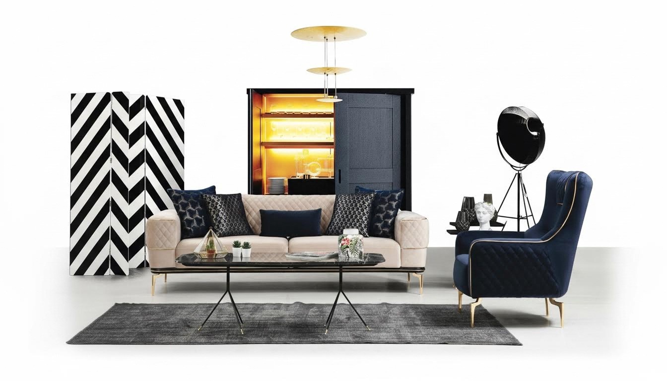 Set sofa set sofa sofas 3+1 seater armchair fabric wood modern polyester