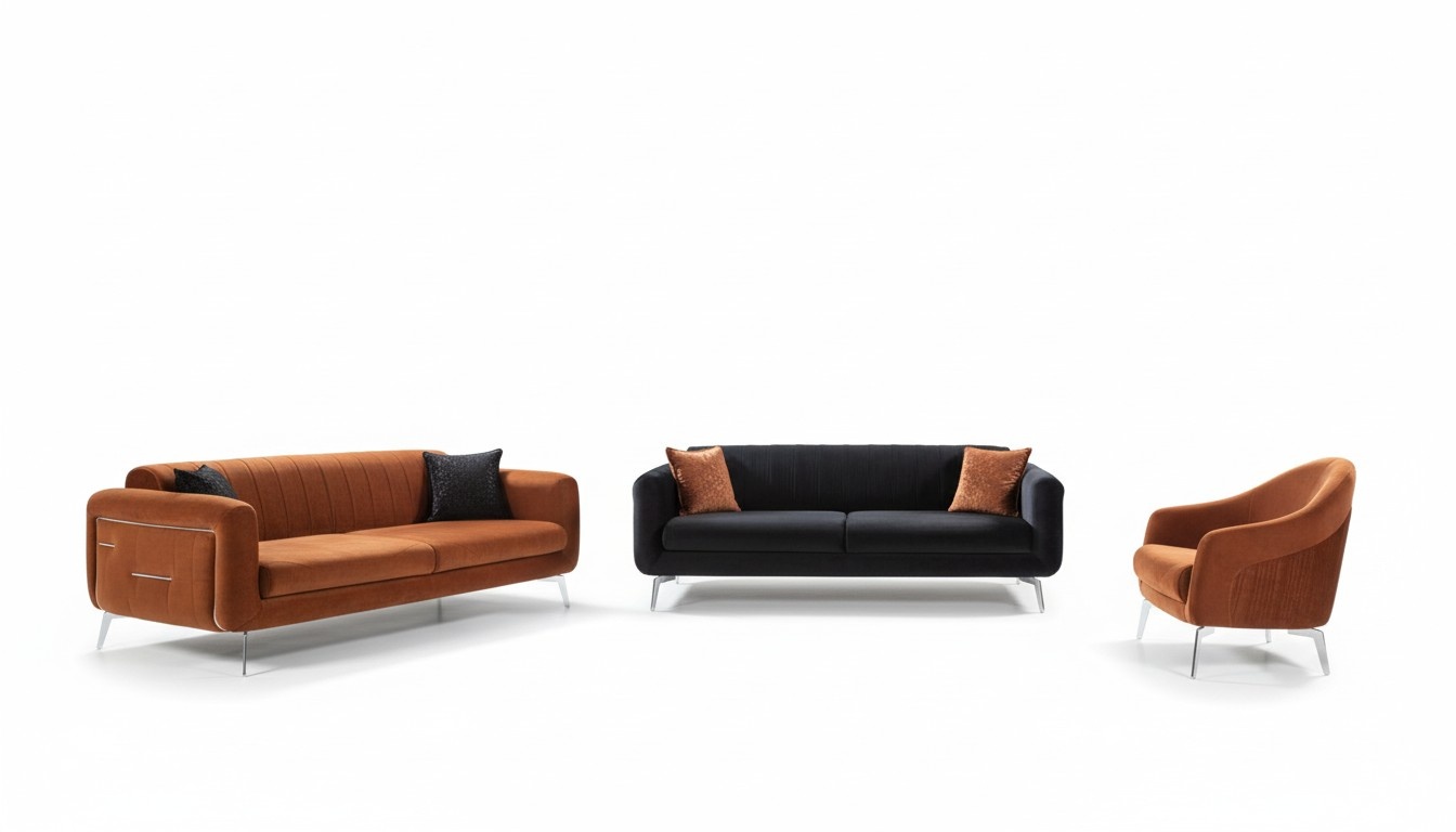 Sofa Set 3+3+1 Seater Sofas Armchairs Luxury Fabric Living Room Design