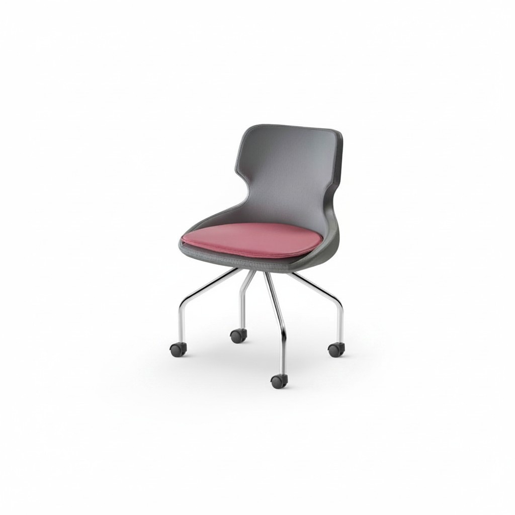 Swivel chair office chair study room wheels black modern stainless steel leather