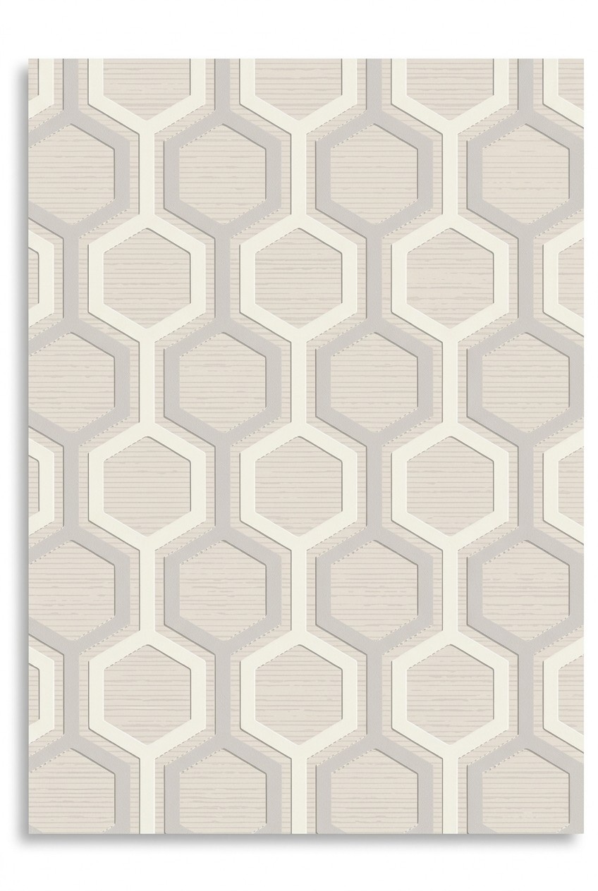 Synthetic carpet short pile beige geometric pattern hallway rugs