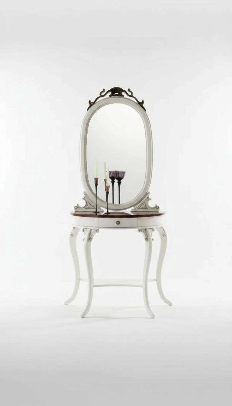 Table Classic Console Mirror Dressing Table Bedroom Set 2pcs.