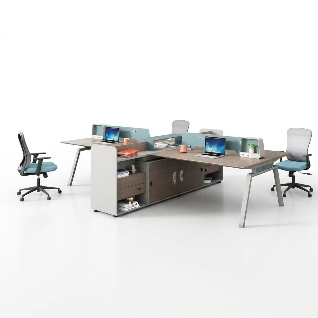 Table Desk Co-Working Team Office Table Community Desk for 4 People