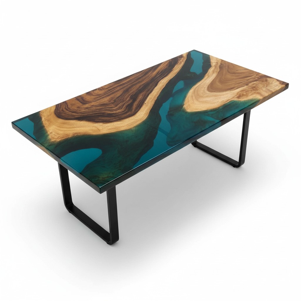 Table Dining Tables Resin Epoxy Massive Design Furniture 140x71 Real Wood Epoxy