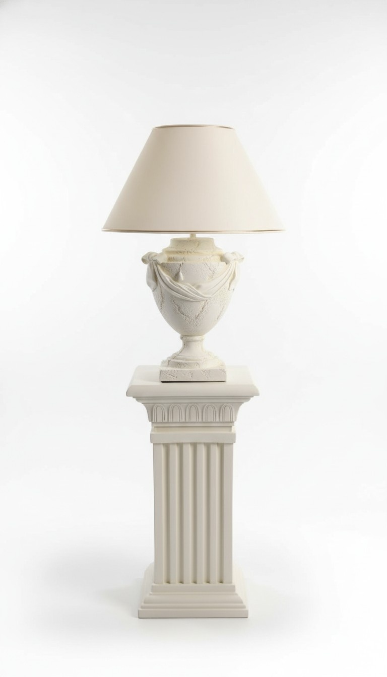 Table lamp in Antique stone vase style with crackles imitation design , 60cm high