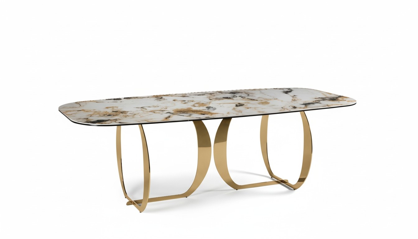Modern Beige Luxury Dining Table Kitchen Table Rectangular Dining Table