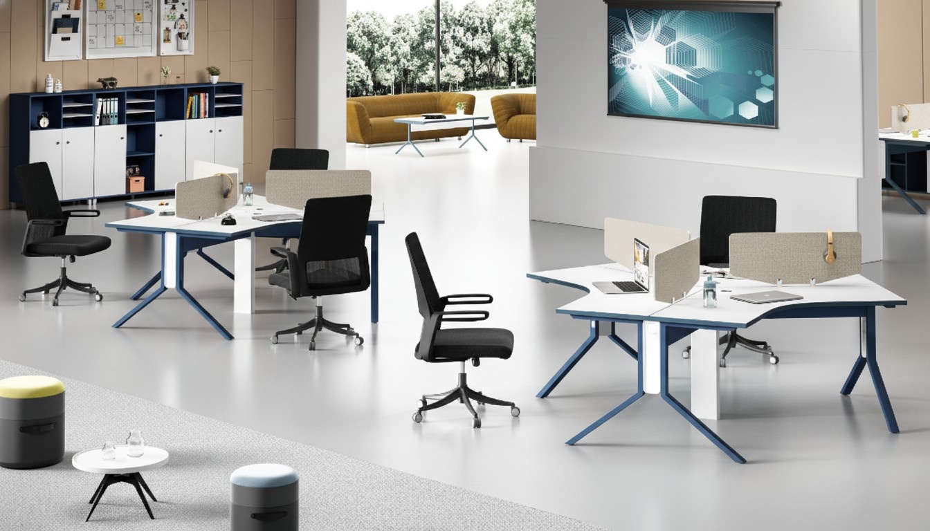 Table Office furniture Tables Call center Wood 3 workstations Desk