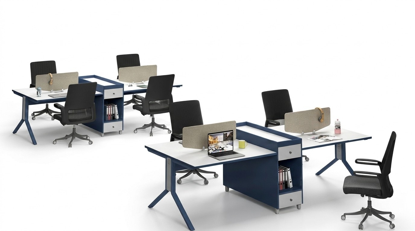 Table office furniture furnishings tables call center 4 workstations desk wood