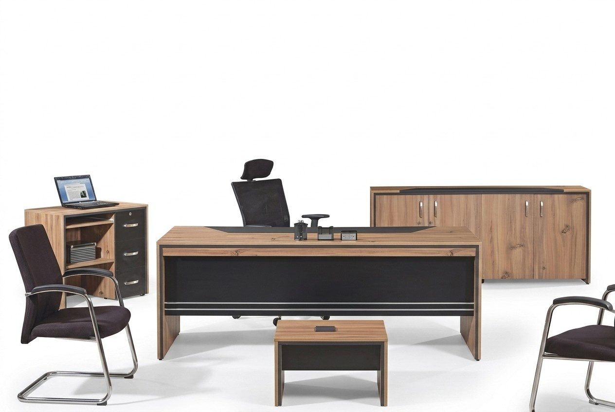 Desk Office Furniture Office Furniture Desk Set 4pcs Wood Black