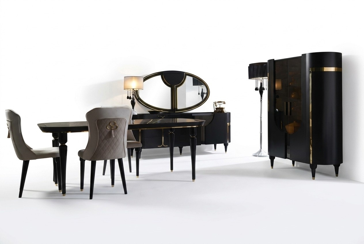 Table set dining table 4 chairs luxury style furniture chair group dresser 8pcs