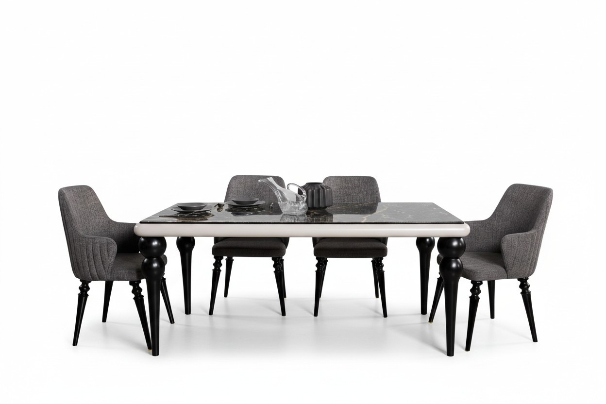 Shower complete set dining table 4x chairs dining room set dining group wooden table 5 pieces