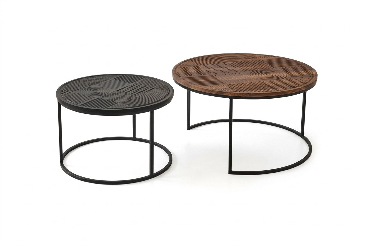Tables Designer Luxury Side Table New Coffee Tables Table 2 pcs. Brown